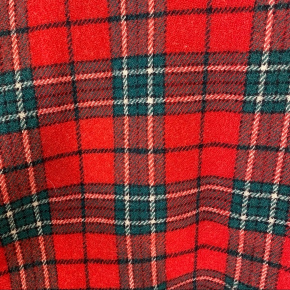 Vintage Tartan Plaid Red Wool Poncho - Picture 5 of 6
